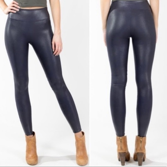 navy faux leather pants